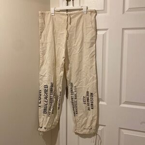 Handmade pants. Made from flour sack fabric.
